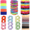 Hair Ties for girls 5 styles Hair Elastics(15 No Damage Hair Ties 50 High Elastic Ties 15 Ponytail Holders 12 Satin Scrunchies 20 Boho hair Bands)Pain-free No Crease multiple colors for all hair types