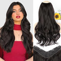 ALXNAN Clip in Hair Extensions,Natural Black Long Wavy Hair Extensions Soft Synthetic Thick Hairpieces for Women 20 Inch