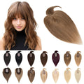 SEGO Hair Toppers for Women Real Human Hair With Bangs, 7 * 13CM Silk Base 100% Remy Human Hair Clip in Top Wiglet Hairpieces Add Volume -18 Inch Light Brown
