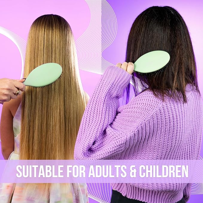 SimplyHair Ultimate Hair Extension Brush & Detangler Anti-Static, Dual Bristle Design, Soft Boar Bristle, Great for All Hair Types & Extensions - Green Ombre Brush Ideal for Adults & Kids