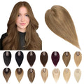 SEGO Human Hair Toppers for Women With Thinning Hair, 7 * 13CM Silk Base 100% Real Human Hair Clip in Top Wiglet Hairpieces /16 Inch No Bangs Light Brown
