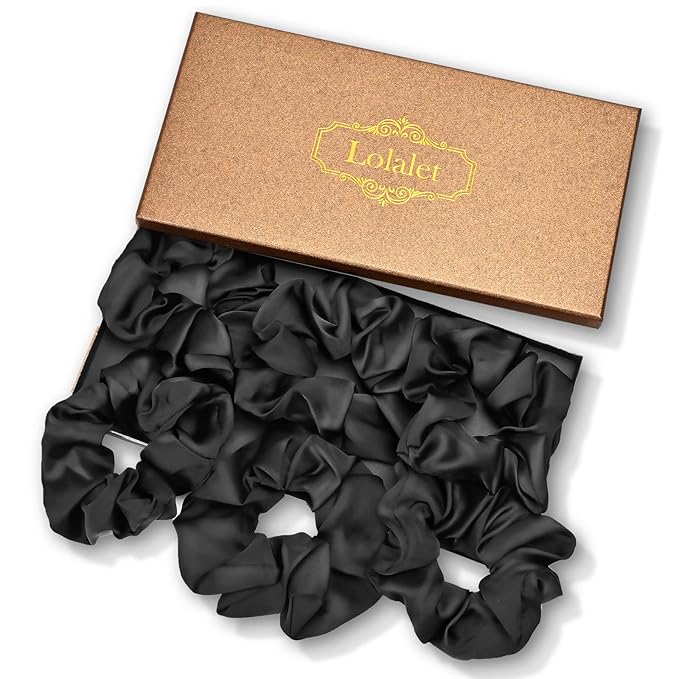 Lolalet Scrunchies for Women, Satin Hair Scrunchies Softer Than Silk Hair Ties for Hair Sleep, Big Scrunchy Ponytail Holder with Elastic Hair Bands for Girls Thick Thin Curly Hair -6 Pack, Style F