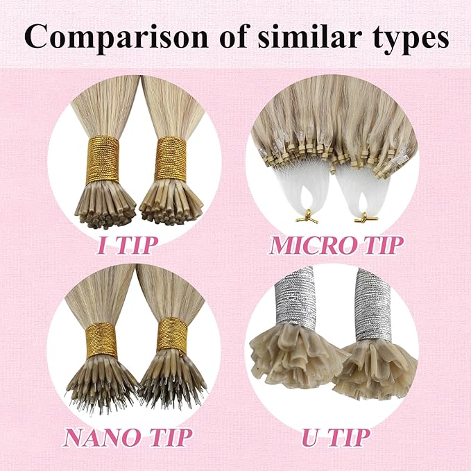YoungSee Micro Bead Hair Extensions Real Human Hair Blonde Microlink Hair Extensions Highlight Ash Blonde with Medium Blond Beaded Hair Extension 14In Micro Ring Hair Extension 50g 50s Remy Hair