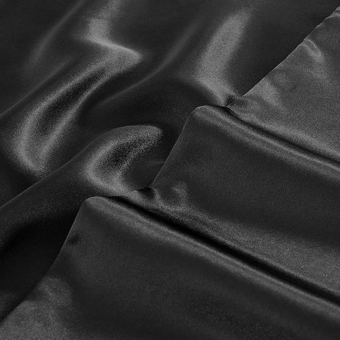 Aormenzy Satin Pillow Cases for Women Queen Size Set of 2, Black Satin Pillowcase for Hair with Envelope Closure Silky Pillow Covers Wrinkle, Fade Resistant (20x30 Inches)