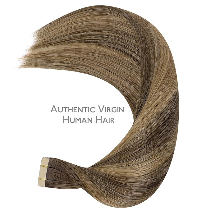 WENNALIFE Tape in Hair Extensions Human Hair Balayage Chocolate Brown to Caramel Blonde Tape in Extensions, 10pcs 30g 24 inch Remy Invisible Tape Ins Straight Soft Real Human Hair Tape in Extensions