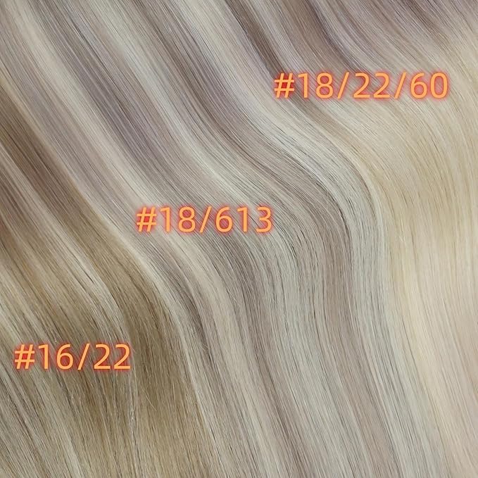 Full Shine Clip in Human Hair Extensions Ash Blonde Mix Platinum Blonde Seamless Clip in Hair Extensions Human Hair Straight Hair Invisible Soft with PU Weft 14 Inch 8 Pcs 120 G