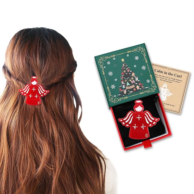 Inspirational Birthday Gifts for Women Girls "Worry Angle" Premium Acetate French Hair Barrette Clip, Cute Birthday Cheer Gifts, Selfcare Christmas Wishing Well Anxiety Relief Gifts With Gift Box