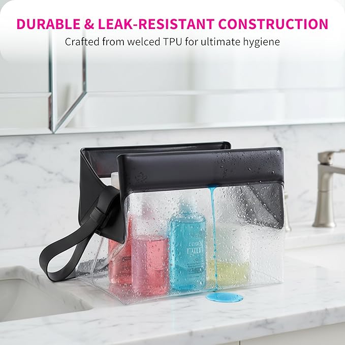 Magnetic Travel Toiletry Bag – Clear TSA-Approved Quart Kit with Magnetic Closure | Leak-Resistant, Durable & Modular Design | Perfect Hygiene Organizer for Travel Essentials (Ink)