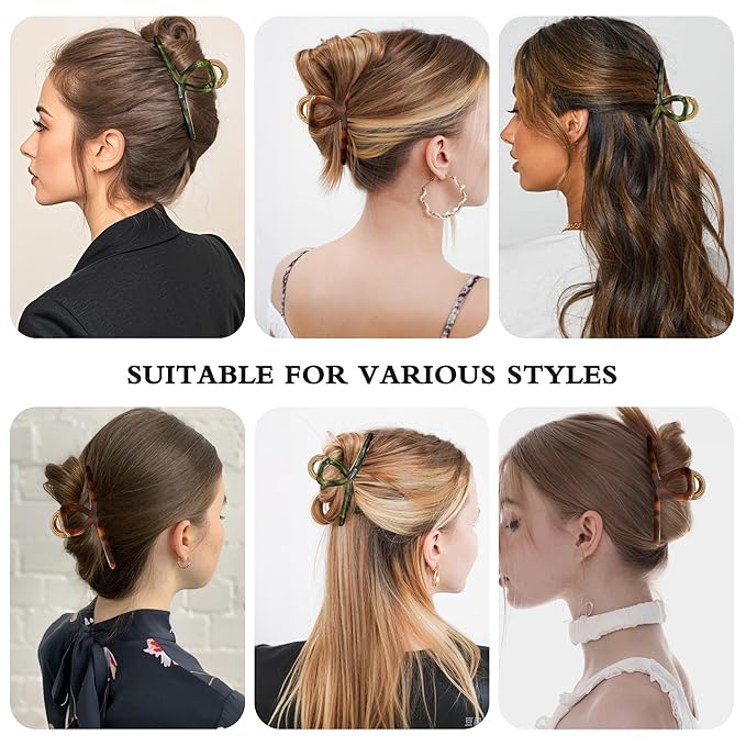 Big Hair Claw Clip Metal Claw Clips for Women Strong Hold Claw for Heavy Hair Brown Acetate Claw Clips for Girls 4.5" Jaw Clamp Large Hair Accessories for Long Thick Hair(New Brown)