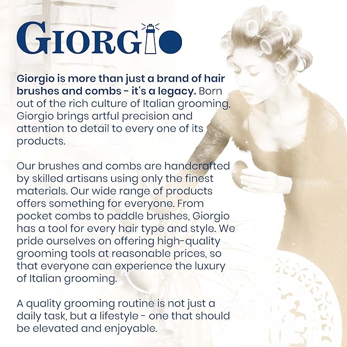 Giorgio G53 Wide Tooth Comb for Curly, Thick Hair - Handmade Rake Detangler for Wet or Dry Hair, Saw-Cut and Hand Polished (8")