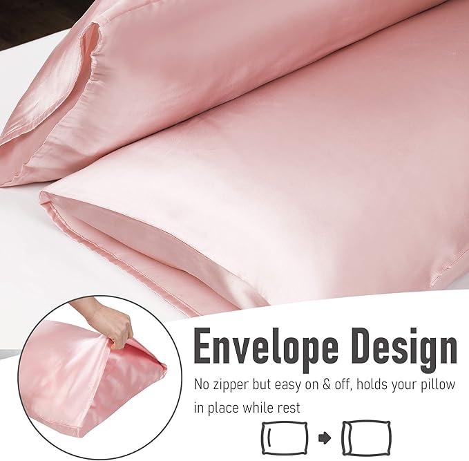 Tyfitb Satin Pillowcase for Hair and Skin, Coral Pillowcases Set of 2, Cooling Pillow Cases King Size(20×36 Inches), Soft Luxury Satin Pillowcase with Envelope Closure