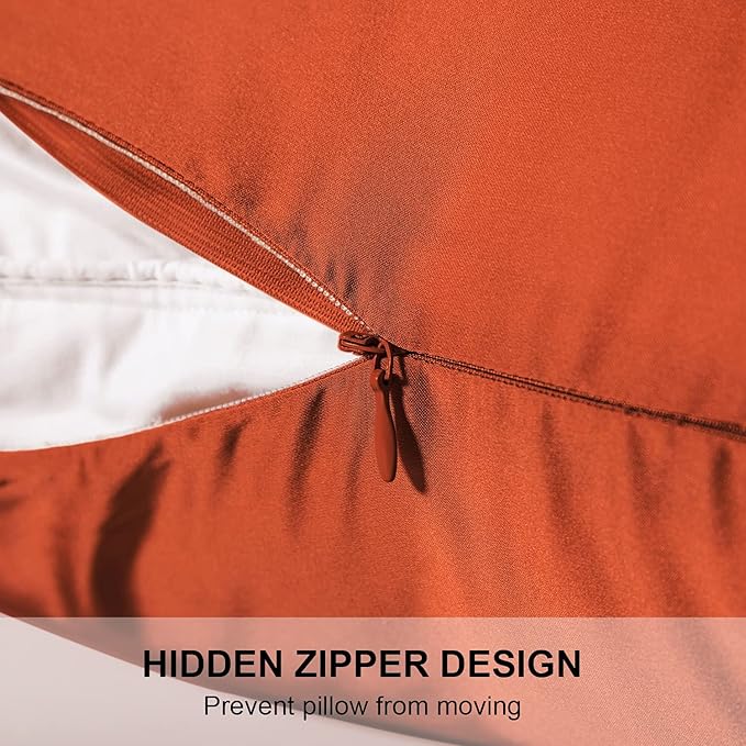 Mulberry Silk Pillowcase for Hair and Skin,Cooling Silk Pillow Case with Hidden Zipper,Allergen Proof Dual Sides Soft Breathable Smooth Silk Pillow Cover for Women (Orange, Toddler)