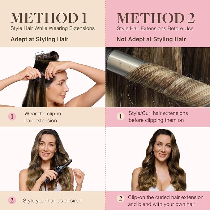 GOO GOO Clip in Hair Extensions Real Human Hair, Remy Human Hair Extensions Clip ins for Women, Natural Human Hair, 22inch 110g 7Pcs, 1B/6/1B Balayage Natural Black to Chestnut Brown