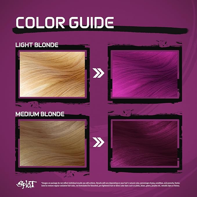 Splat Berry Blast Semi Permanent Hair Dye Kit with Bleach, 1 Application, Includes Purple Pink Hair Dye, Oxide & Bleach Powder, Vegan & Cruelty Free Hair Color