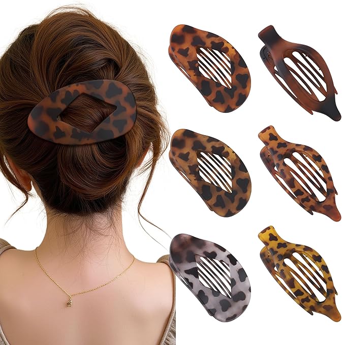 Lourny Flat Hair Clips for Women, French Flat Claw Clips & Duckbill Hair Clips for Thin Hair Lightweight Non-Slip Claw Clips for Women 6PCS