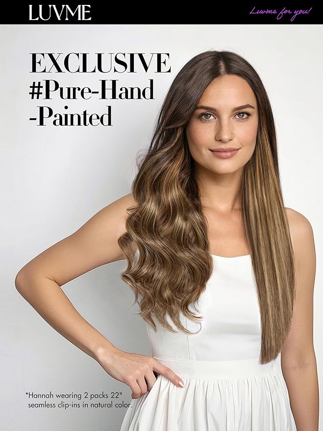 LUVME Straight Seamless 110g 7Pcs Clip in Hair Extensions Full Max with 24inch Remy Human Hair Extensions, Highlight Color 100% Real Soft Human Hair