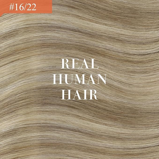 Ve Sunny Real Hair Extensions Clip in Human Hair Double Weft Remy Hair Extensions Clip in Extensions Human Hair for Women Full Head Dark Blonde Highlights Golden Blonde 7pcs 20 inch 120g