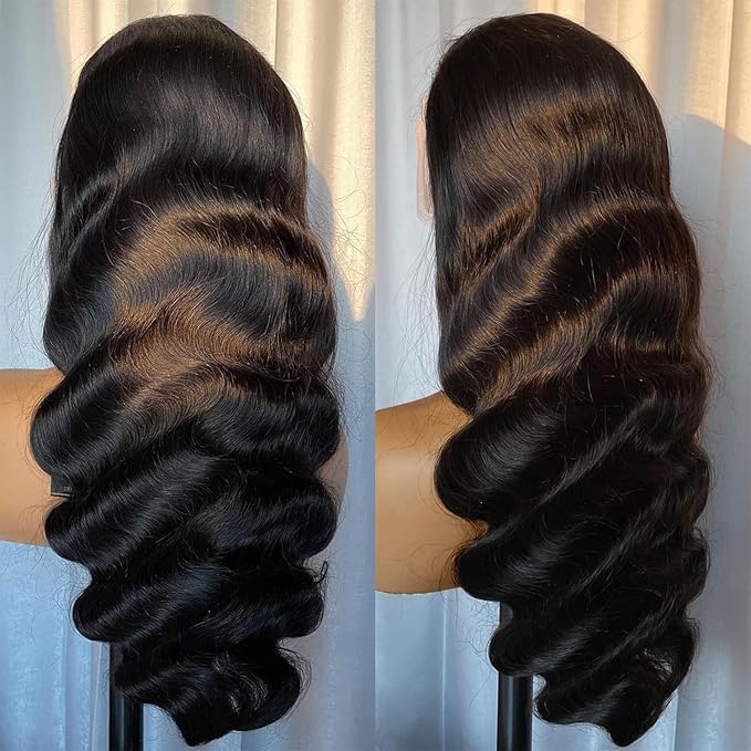 13x5 Body Wave Lace Front Wigs Human Hair Pre Plucked 180% Density HD Transparent Lace Frontal Wigs for Women Bleached Knots Glueless Wigs Human Hair with Baby Hair 26inch