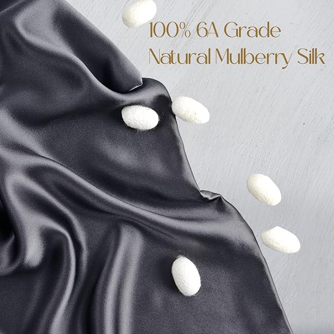 ZIMASILK 100% Pure Mulberry Silk Pillowcase for Hair and Skin Health,Soft and Smooth,Both Sides Premium Grade 6A Silk,600 Thread Count,with Hidden Zipper,1pc(Standard 20''x26'',Dark Gray)