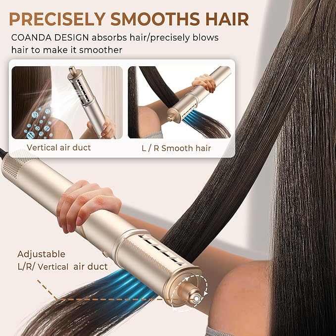 Ukliss 8 in 1 Hair Dryer Brush & Multi Hot Air Styler–Foldable 110,000 RPM Blow Dryer Brush Tool Set with Diffuser Auto-Wrap Curler for Fast Drying Curling Straightening Hair Daily Styling