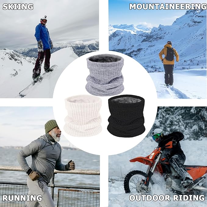 3 Pack Winter Neck Warmer & Ski Mask for Men Women Thermal Warm Fleece Face Mask Neck Gaiter Scarf Gift