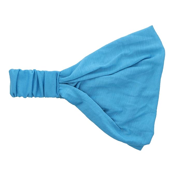 Motique Accessories Set of 3 Wide Cotton Head Band Solid Boho Yoga Style Soft Hairbands Blue Tan Hot Pink