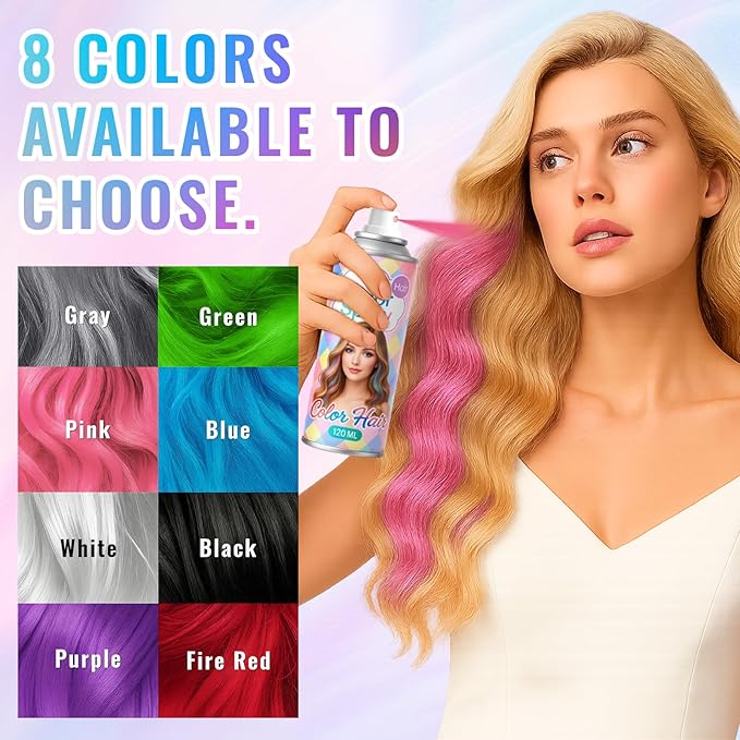 Temporary Gray Hair Color Spray – 1-Day Washable Grey Hair Color for Women Kids Men, Fun Hair Spray for Halloween, Cosplay, Costumes, Parties, Festivals, Crazy Hair Day, DIY Hair Looks