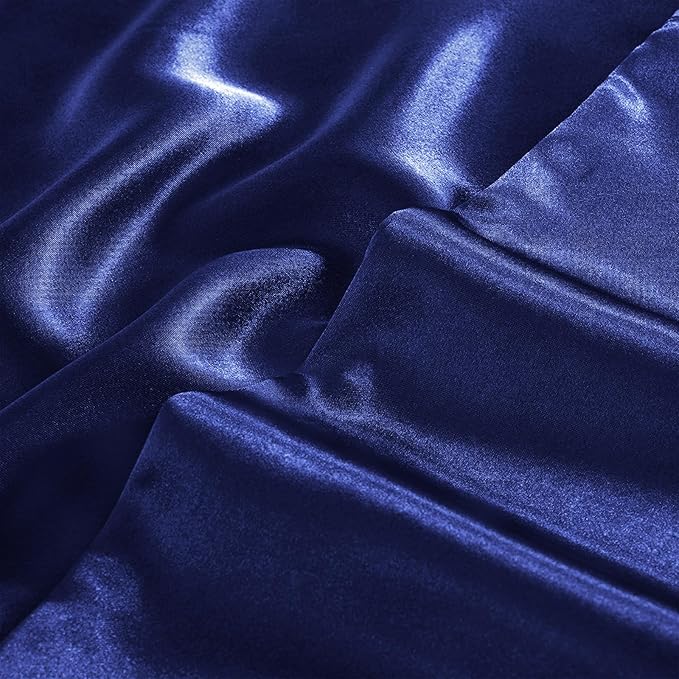 Aormenzy Satin Pillow Cases for Women King Size Set of 2, Navy Blue Satin Pillowcase for Hair with Envelope Closure Silky Pillow Covers Wrinkle, Fade Resistant (20x40 Inches)