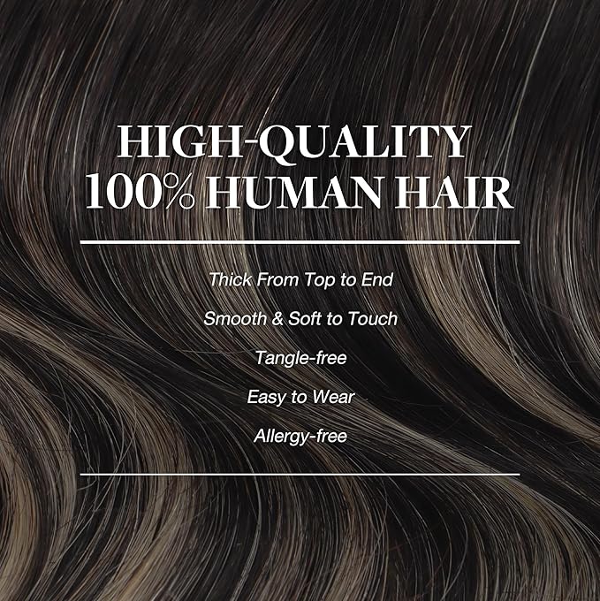 GOO GOO Clip in Hair Extensions Real Human Hair, Remy Human Hair Extensions Clip ins for Women, Natural Human Hair, 20inch 150g 9Pcs, 1B/16/1B Balayage Natural Black to Light Blonde