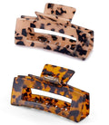 Large Hair Claw Clips Big Cutout Tortoise Shell Celluloid Hair Jaw Clips 4.1inch French Design Rectangle Hair Clamp for Women Ladies