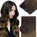 DOORES Invisible Clip in Hair Extensions 22 Inch 110g 7pcs, Real Human Hair Invisi Edge Virgin Clip ins Extensions Straight Thickening, 1D/2C/4E Natural Black to Dark Brown and Chocolate Brown