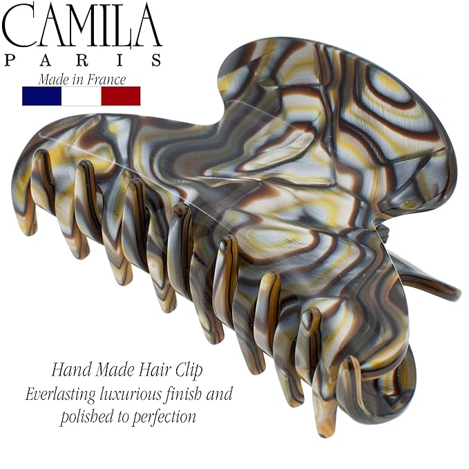 Camila Paris CP3058 French Hair Clip for Women, Onyx, for Thick Long Curly Wavy Hair, Jaw Clip, Strong Hold No Slip Grip, Made in France