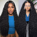 13x6 HD Transparent Deep Wave Lace Front Wigs Human Hair Wig for Women 200% Density Deep Curly Human Hair Wig 24 Inch Wet and Wave Frontal Wigs Human Hair Curly Wig with Baby Hair