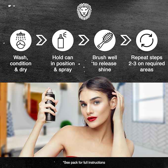 Mane Hair Thickening Spray & Root Touch Up, Seal & Control Combo Pack, Instantly Thicker Hair for Men & Women, Fill in Hairlines and Hide Thinning and Fine Patches - Black, 12 Colors (6.76 oz)
