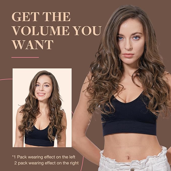 GOO GOO Clip in Hair Extensions Real Human Hair, Remy Human Hair Extensions Clip ins for Women, Natural Human Hair, 20inch 200g 7Pcs, #4A Chocolate Brown