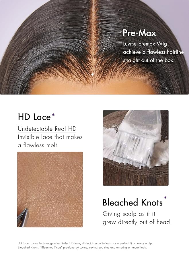 LUVME HAIR All-Day Comfort 100% Human Hair 5x5 Lace Front Wigs Glueless Straight Wig Human Hair Pre Plucked Pre Cut Long Black Wig Lace Closure Wigs Frontal Wigs