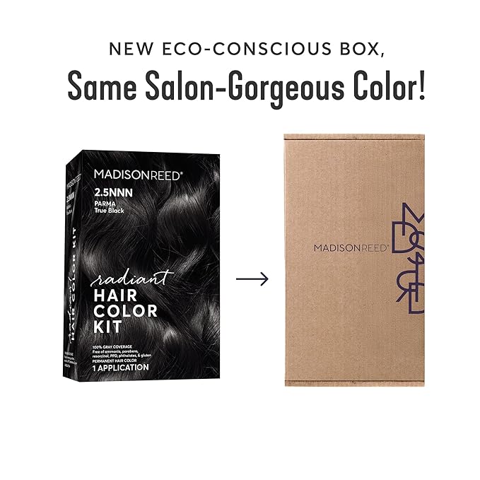 Madison Reed Radiant Hair Color Kit - 2.5NNN Soft Black (Parma Black), 100% Gray Hair Coverage Permanent Hair Dye for Resistant Grays | PPD-Free & Ammonia-Free, 2 Pack