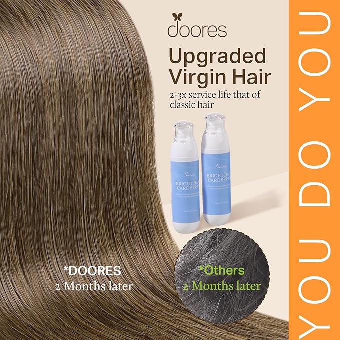 DOORES Clip in Hair Extensions Real Human Hair, Dirty Light Ash Brown 120g 7pcs 20 Inch, Silky Clip in Extensions Remy Straight Thick Weft