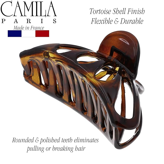 Camila Paris NV109 2PK French Hair Clip for Women Thick Hair for Long Curly Wavy Hair, Girls Hair Claw Clips Fashion Styling Hair Accessories for Women, Strong Hold Grip, Made in France