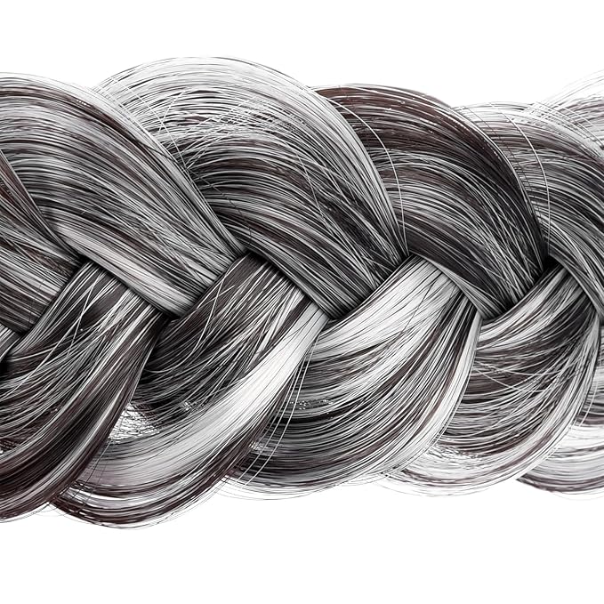 DIGUAN Wide Messy Braided Headband With Teeth Synthetic Hair Plaited Headband High Elasticity Braids Chunky Fishtail Braided Hair Band Hairpiece for Girls Women Beauty Accessory (Dark Gray)