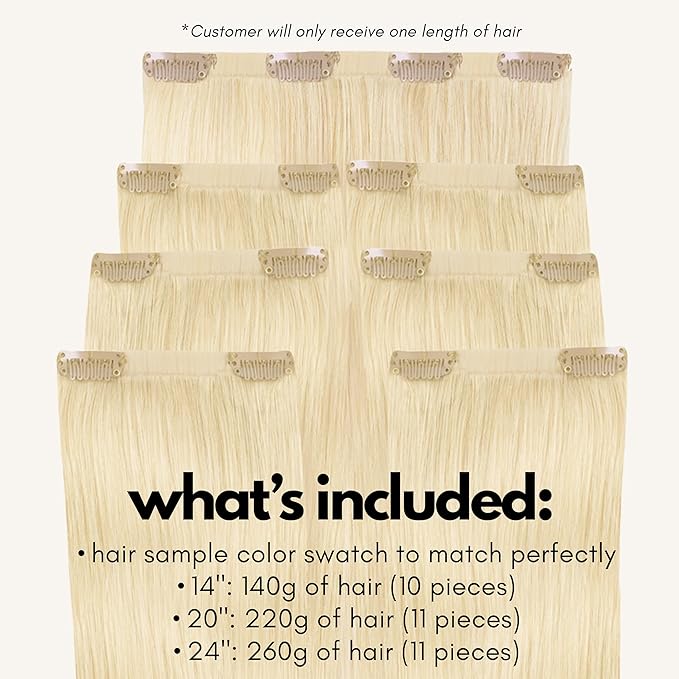 Irresistible Me Real Human Hair Extensions Clip Ins – 100% Human Hair Clip In Extensions for Length & Volume – Invisible Extension – Heat Resistant & Dyeable – Platinum Blonde, 24 Inches