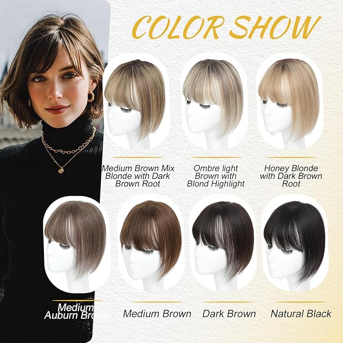 10inch Hair Toppers for Women Clip in Bangs with Thinning Hair Pieces for Women Medium Brown Hairr Topper for Woman 4.4 * 3.1’ Wiglets Hairpieces for Thinning Hairs#4