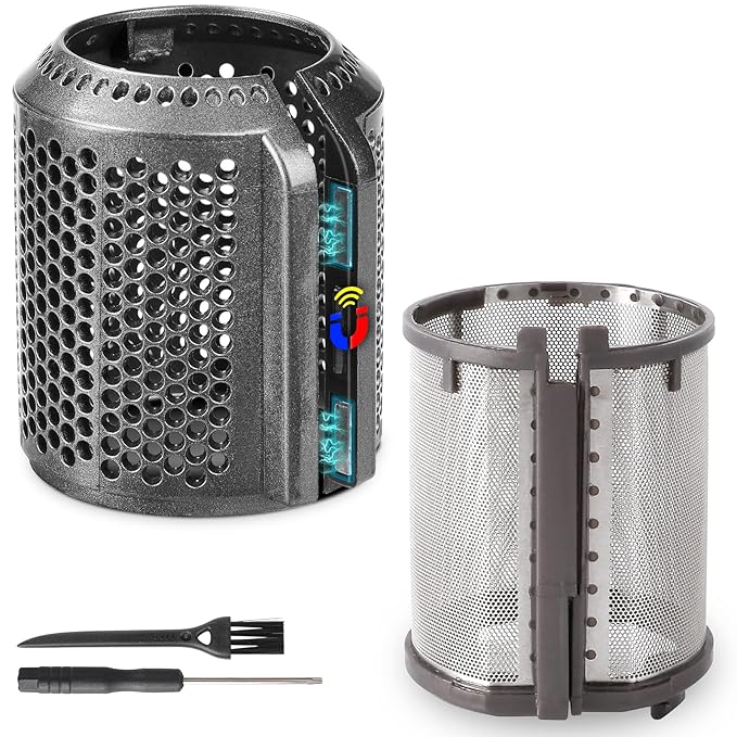 Magnetic Hair Dryer Filter Cover + Inner Filter Compatible with Dyson Supersonic HD01 HD03 HD08 HD15 Hair Dryer Replacement Parts, Hair Dryer Outer Filter Repair Accessories (Metallic Gray)