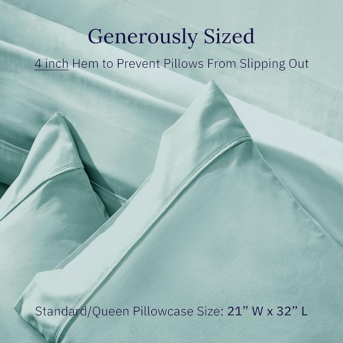 California Design Den Standard Queen Size Pillowcase Set - 400 Thread Count, 100% Cotton Sateen, Set of 2 Pillow Covers, Soft and Breathable - Teal