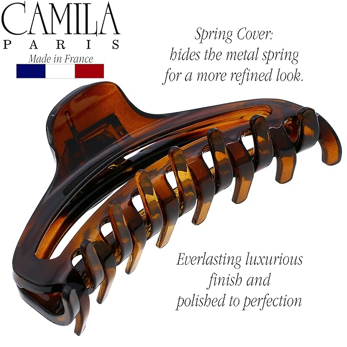 Camila Paris CP2370 French Hair Clip for Women, Medium Narrow, Open, Girls Hair Claw Clips Jaw Fashion Durable and Styling Hair Accessories for Women, Strong Hold No Slip Grip, Made in France