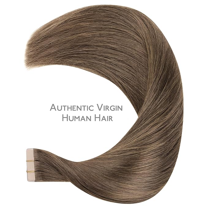 WENNALIFE Tape in Hair Extensions Human Hair Light Ash Brown Tape in Extensions, 10pcs 20g 10 inch Remy Invisible Tape Ins Straight Colored Soft Real Human Hair Refill Set