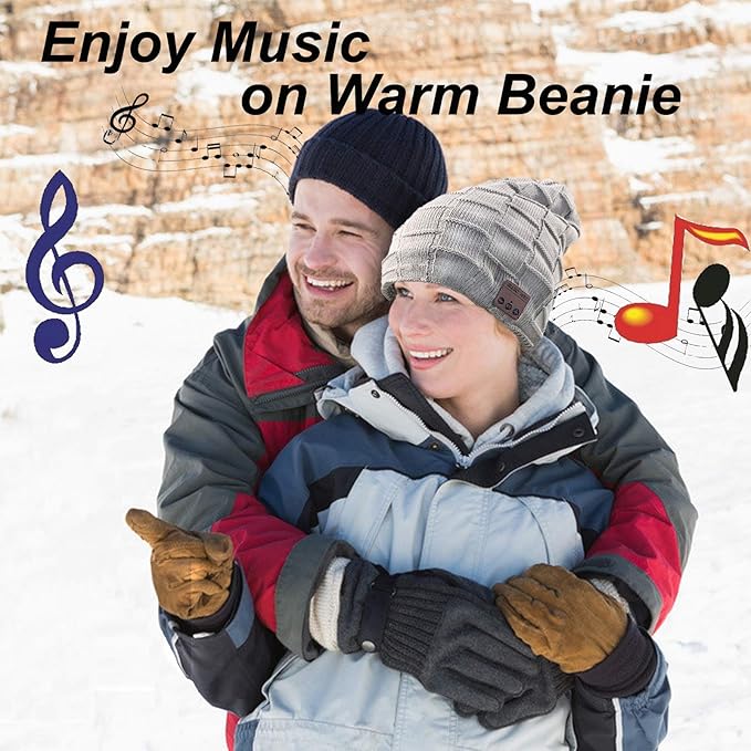 Wireless Hat Music Beanie Headphones for Men Women Winter Warm Beanie Cap Wireless Music Headphone Sports Headset with Mic Handsfree Boys Girls Indoor Outdoor Earphone Earpieces