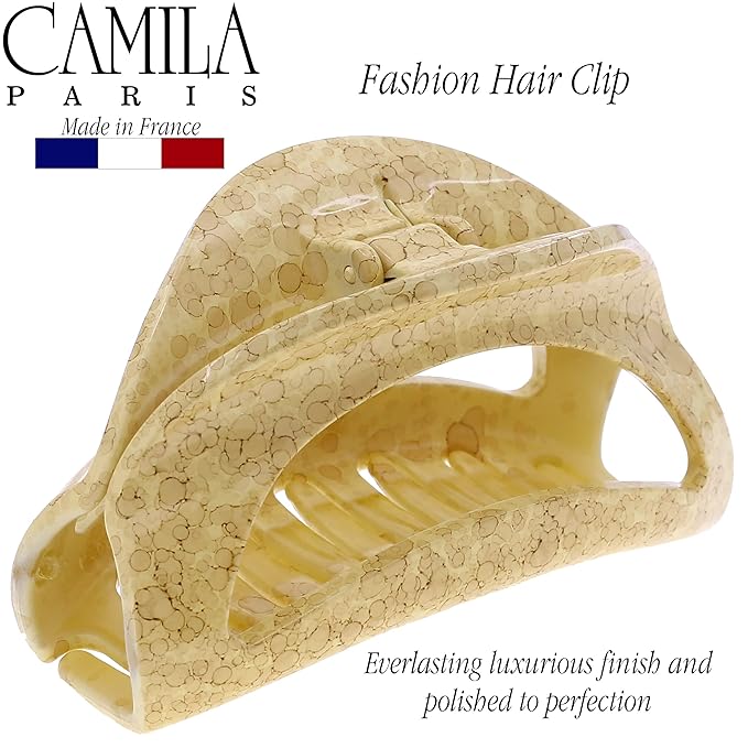 Camila Paris CP3191 French Hair Clip for Women and Girls - Thick, Long, Curly, Wavy Hair - Durable Styling Big Claw Clip - Strong Hold, No Slip Grip - Made in France