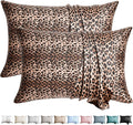 WLOSJ100% Silk Pillow Cases 2 Pack Queen Size Mulberry Silk Pillowcase for Hair and Skin Set of 2 Highest Grade 6A Silk Soft Breathable Cooling with Hidden Zipper, Leopard