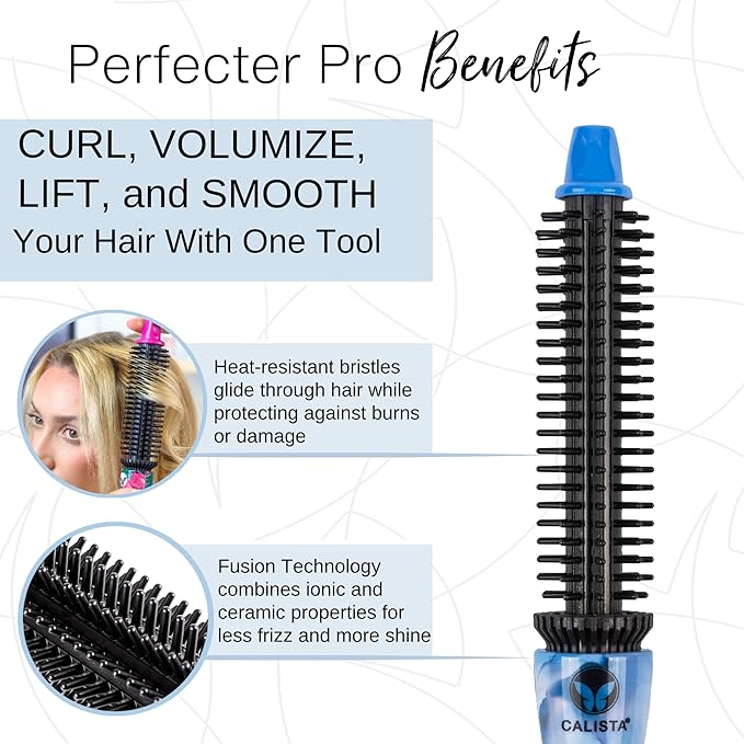 CALISTA Perfecter Pro Heated Round Brush | Lift, Volumize, and Style with No Heat Damage for Healthier-Looking Hair | 1.5" for Long Hair Styles | Dual Voltage & Adjustable Temp (1.5, Rose Gold)